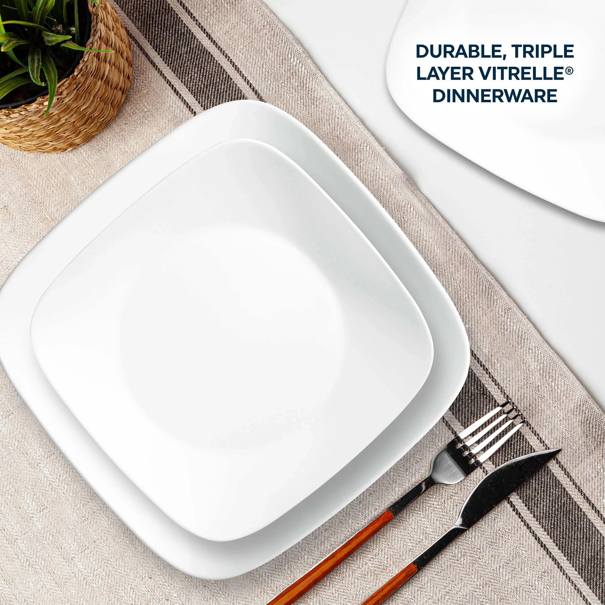 Boutique Vivid White 8-piece Dinnerware Set, Service for 4 - Image 3