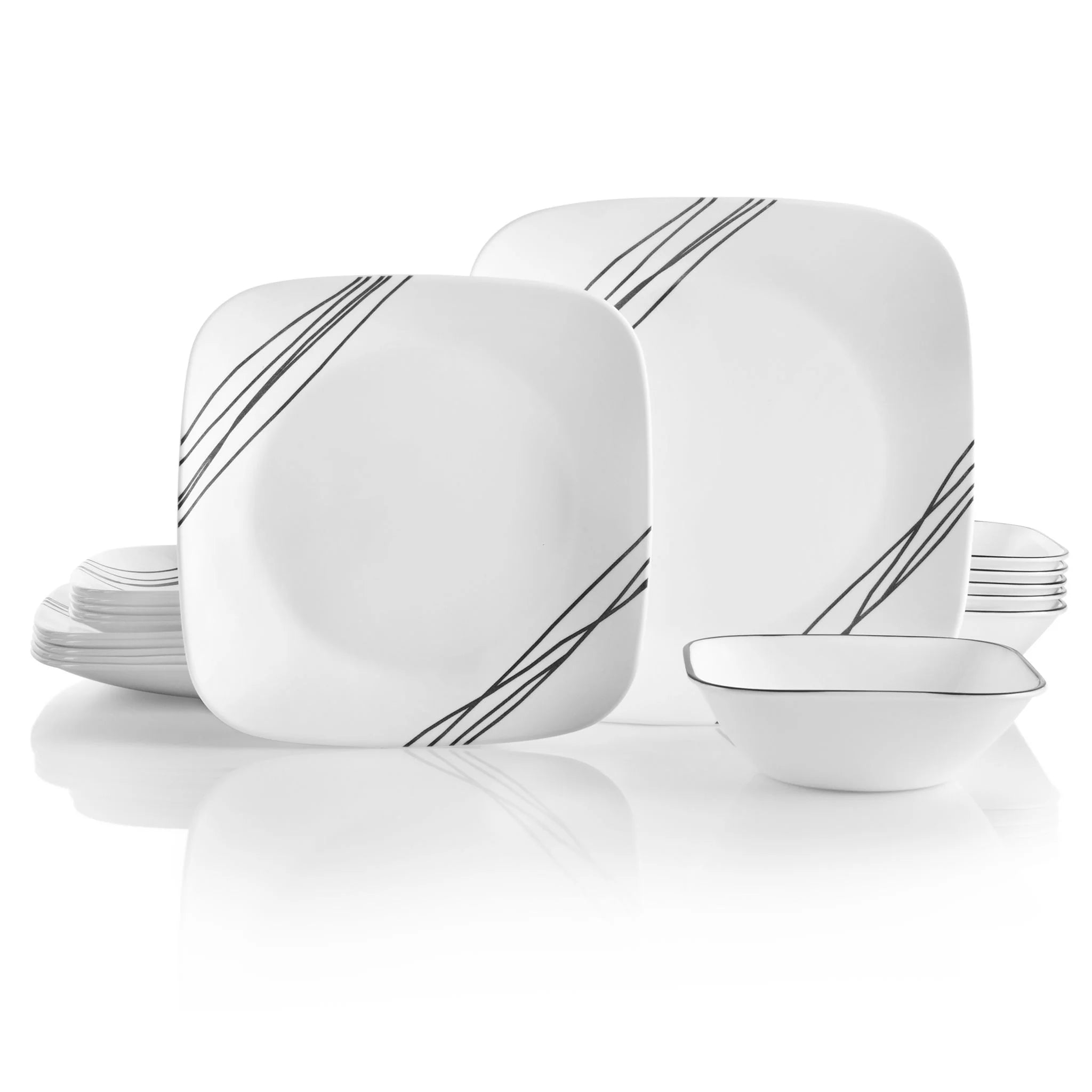 Square Simple Sketch 18-piece Dinnerware Set, Service for 6 - Image 4