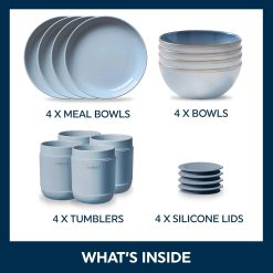 Alternative view of Stoneware 16-piece Dinnerware Set, Service for 4, Nordic Blue